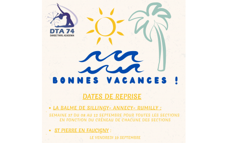 Dta74 - Dates de reprise entraînements rentrée 2025