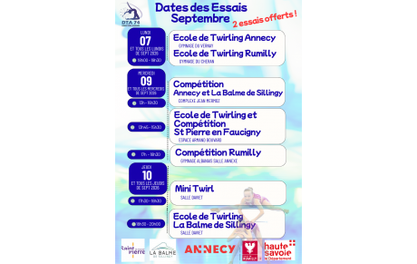 Dates des Essais 2026 - 2027